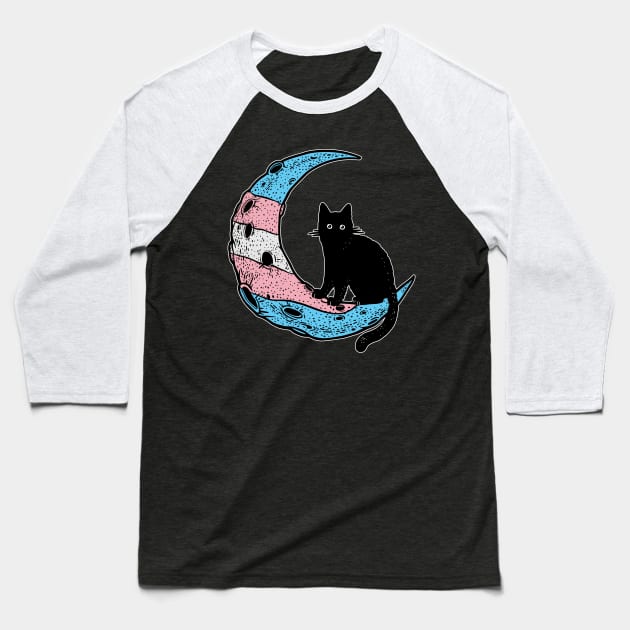 Transgender Moon Cat Baseball T-Shirt by Psitta